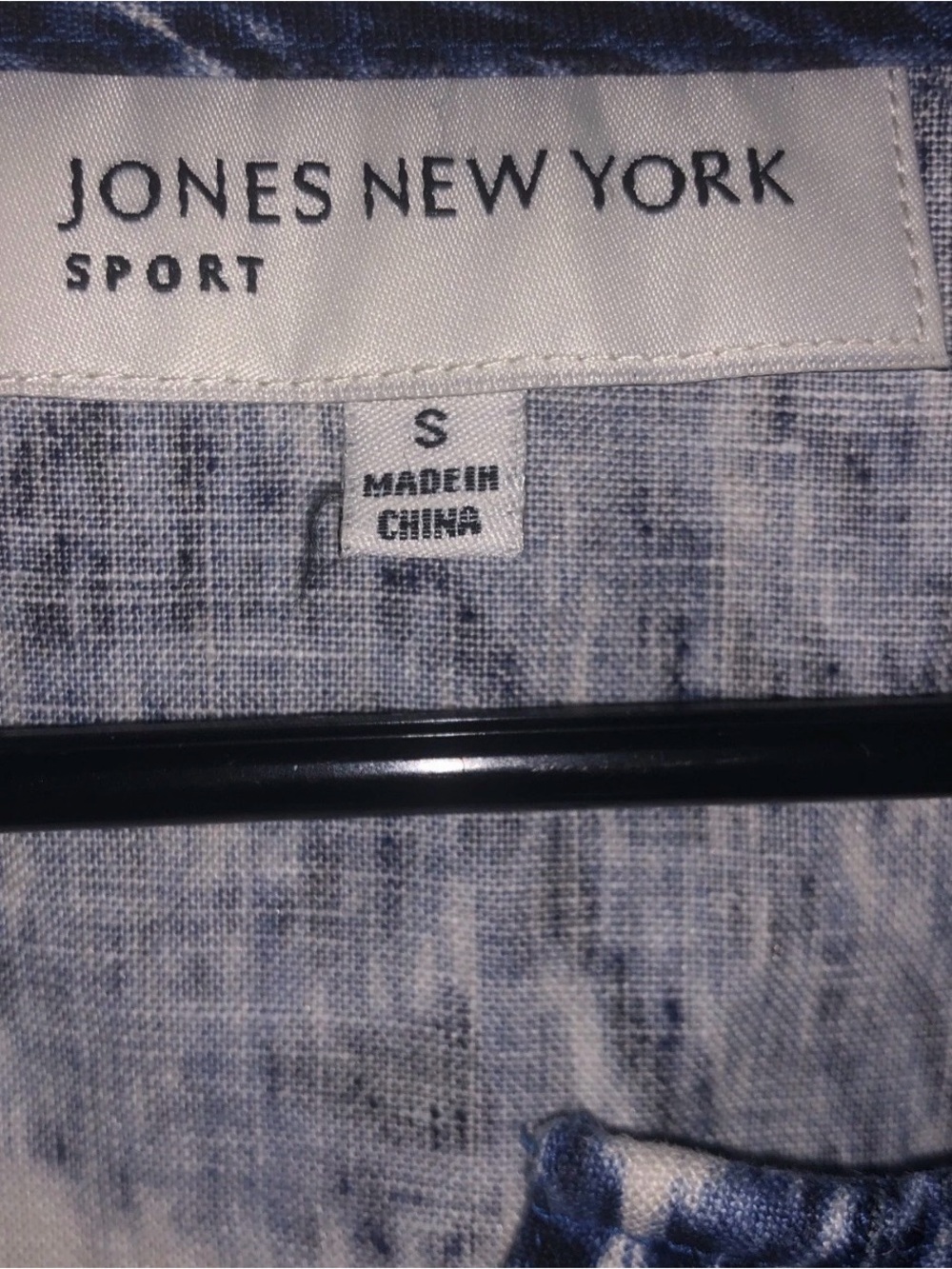 Jones New York Navy and White Printed Button-Front Top - Picture 4 of 5